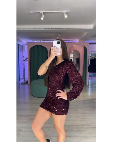 VESTIDO UM OMBRO PAETÊ HMR 